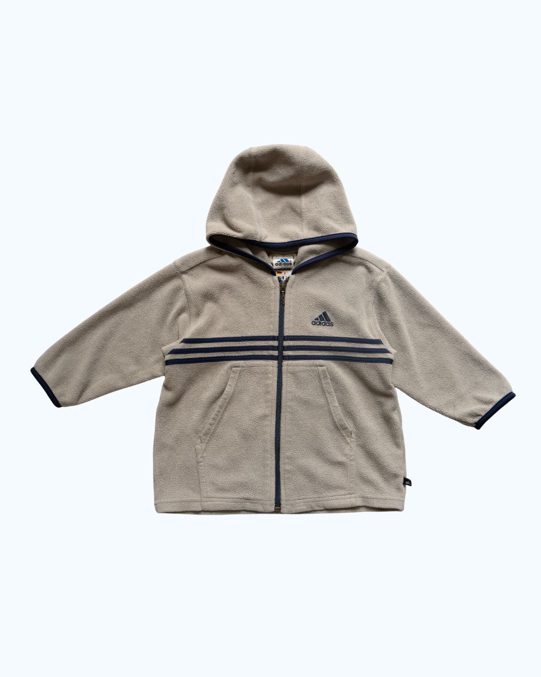 Adidas Fleece Zip Up Hoodie | Grey & Navy | 2-3Y